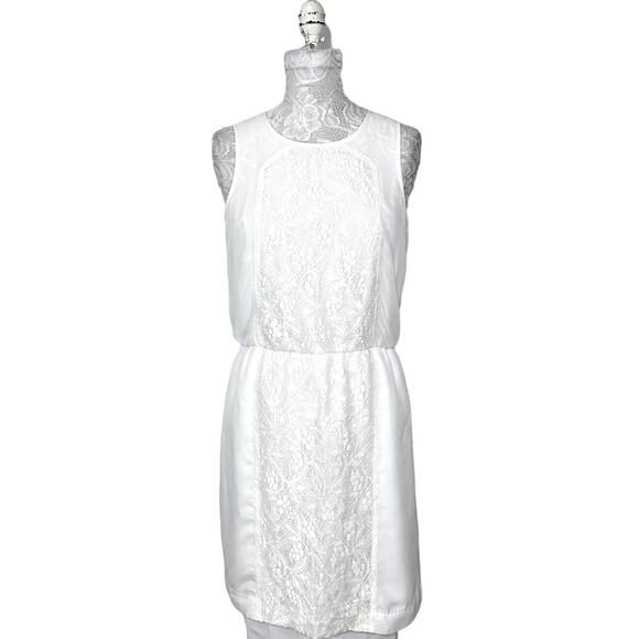 Chic par by Jacob Lace Panel Front Sheath Dress White Women 4 NWT Bridal Shower - Picture 1 of 10
